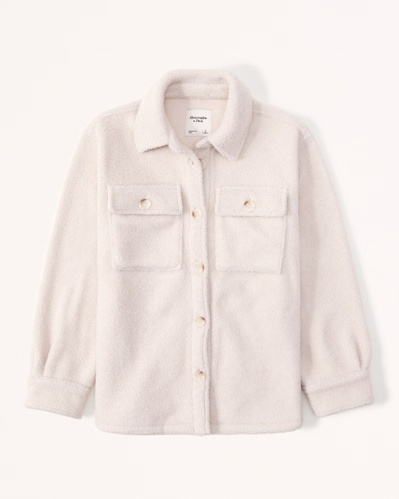 Sherpa Shirt Jacket | White Sherpa Jacket | Abercrombie Sherpa Jacket | Spring Outfits  | Abercrombie & Fitch (US)