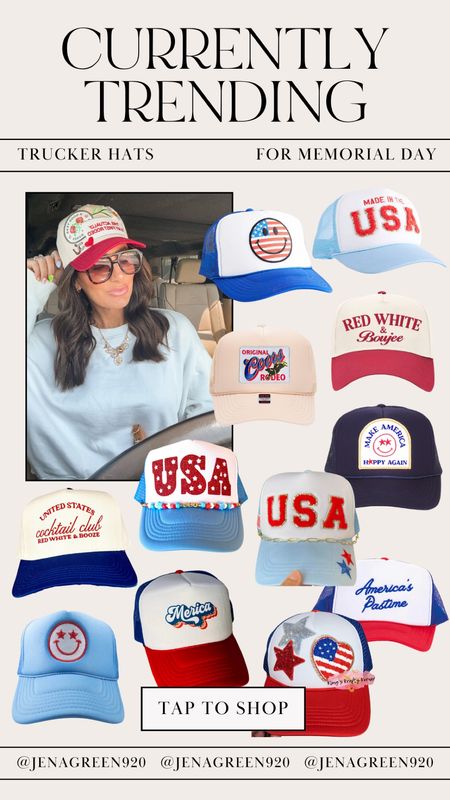 Currently Trending | Memorial Day Trucker Hats | Memorial Day Fashion | Memorial Day Outfits | Red White and Blue Trucker Hats | Red White and Blue Hats 

#LTKfindsunder100 #LTKfindsunder50 #LTKstyletip