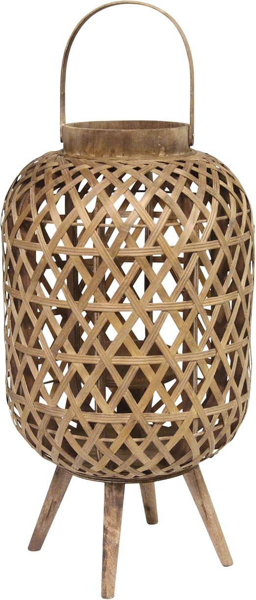 Stratton Home Décor Stratton Home Decor Tulum Woven Lantern Latern Stand, Reddish Brown | Amazon (US)