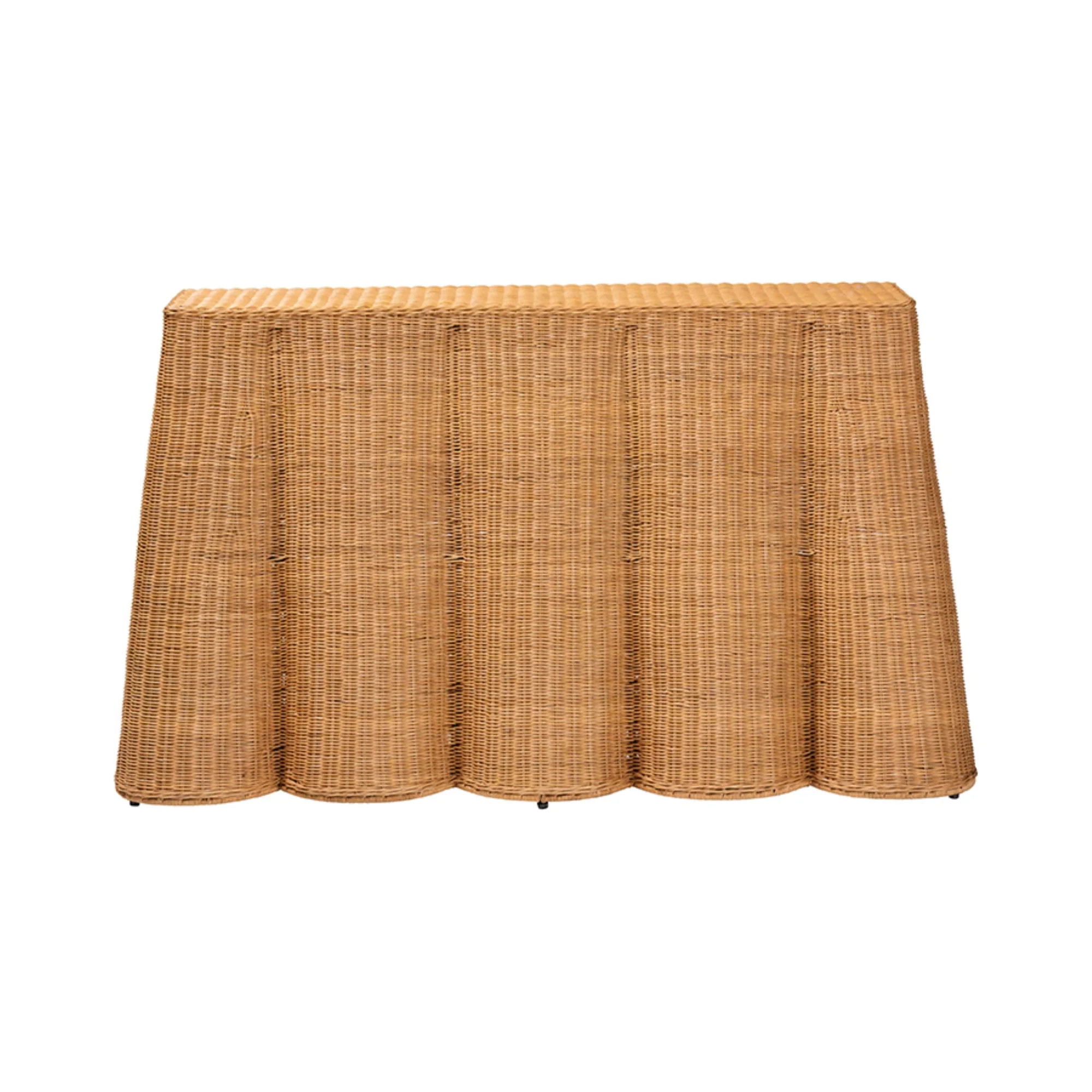 bali & pari Palm Bohemian Honey Scallop Rattan Console Table | Walmart (US)