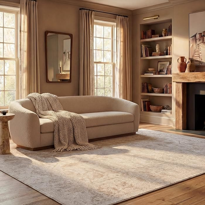 SAFAVIEH Area Rug 8x10 - Reflection Collection - Large - Cream & Ivory, Non-Shedding & Easy Clean... | Amazon (US)