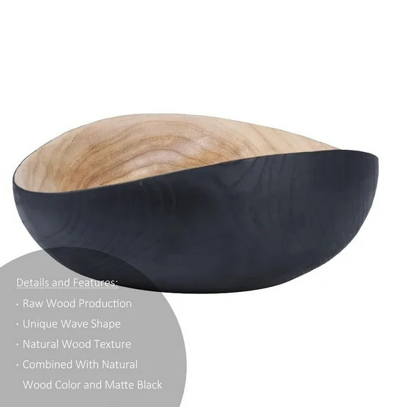 Home Decor Collection Black and Natural Wood Decorative Tabletop Bowl | Walmart (US)
