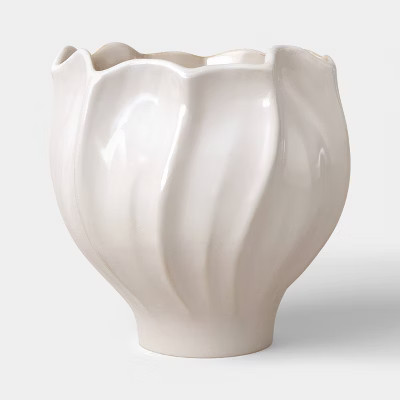 Sculpted Foliage Cream Ceramic Planter - Threshold™ | Target