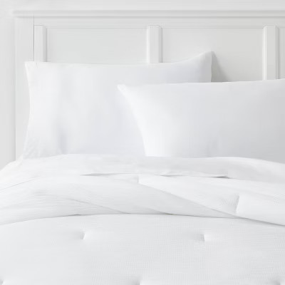 Full/Queen Microfiber Micro Texture Comforter White - Room Essentials™ | Target