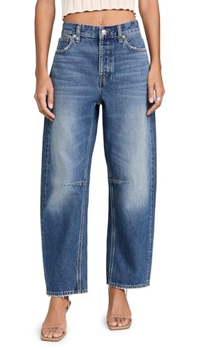 Madewell Women's The Darted Barrel-Leg Jean, Irmo, Blue, 32 | Amazon (US)