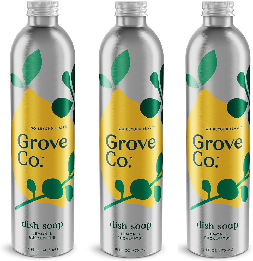 Grove Co. Dish Soap, 3 x 16 fl oz Refills, Lemon & Eucalyptus | Amazon (US)