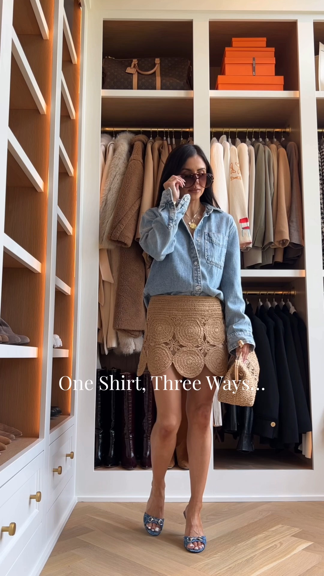 3 ways to wear a classic denim shirt this summer and into fall 
Wearing an XS
Raffia skirt wearing an XS
Amazon version of the lodge pant wearing an XS
Mother denim wearing a 23

#LTKOver40 #LTKootd #LTKmomlife