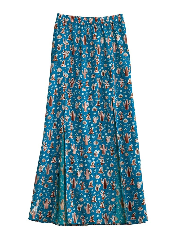 Tin Haul Womens Blue 100% Cotton Cacti Print Maxi Skirt | Amazon (US)
