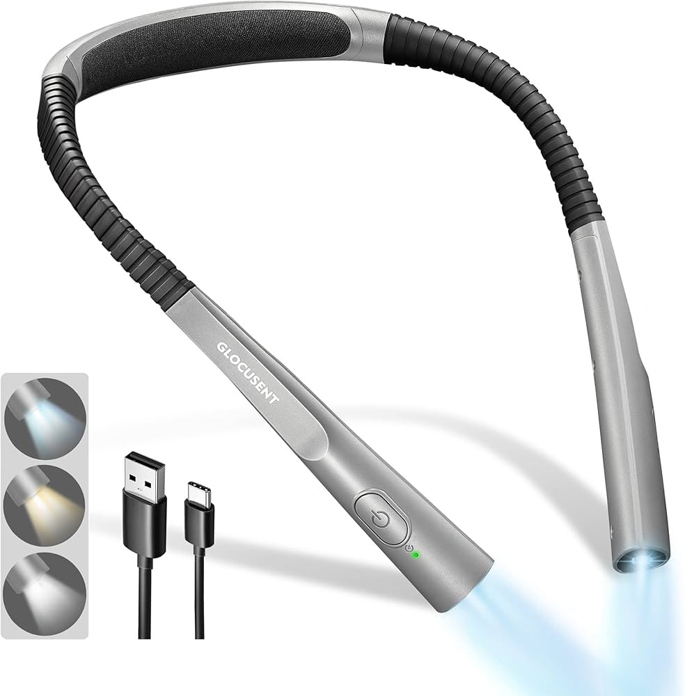 Glocusent Upgraded LED Neck Reading Light, Book Light for Reading in Bed, 30-min Timer, 3 Colors ... | Amazon (US)