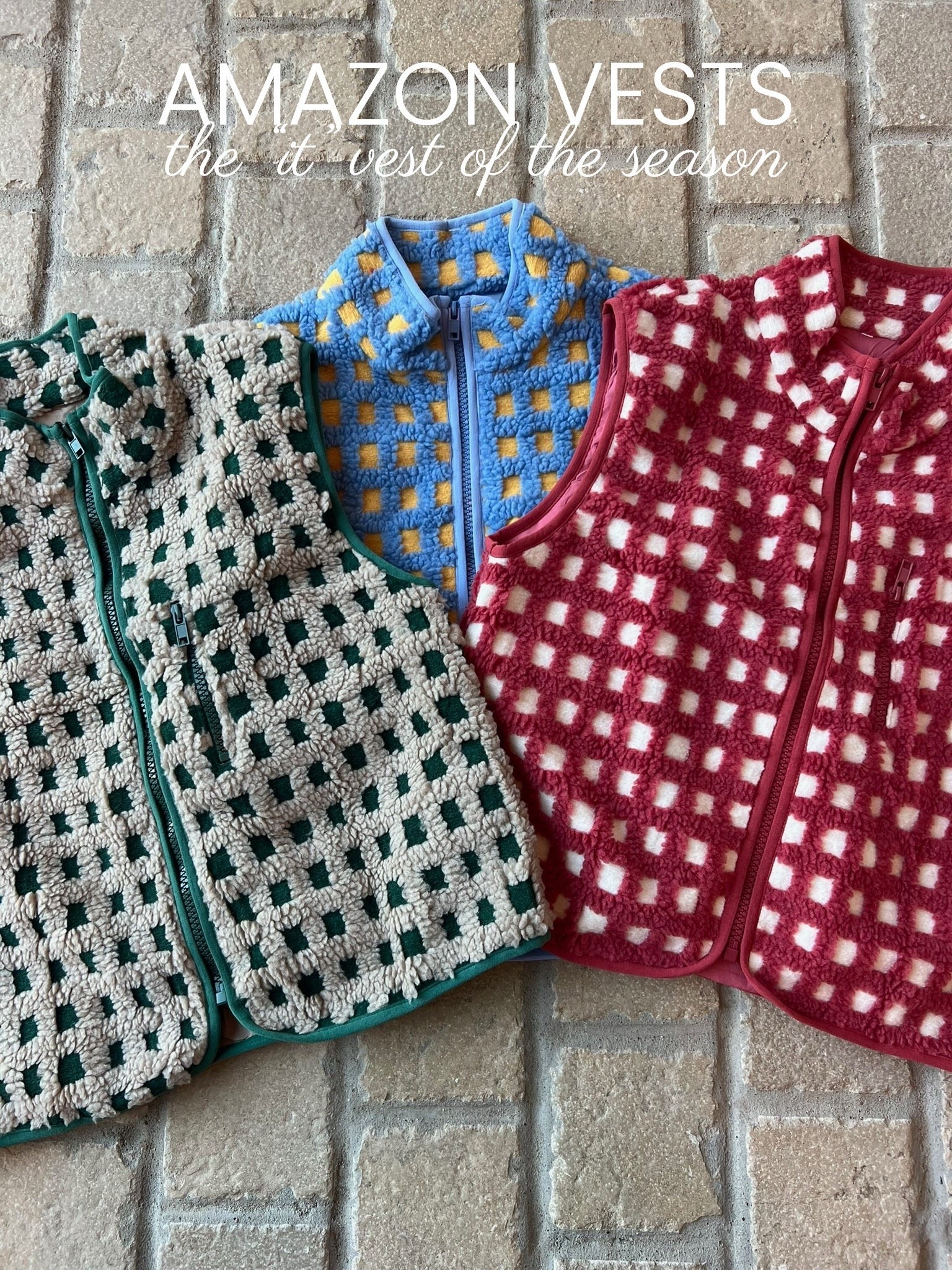 Vests are probably one of my fave pieces in my closet!

All are Amazon in either medium or large!

Amazon, Amazon finds, Amazon vest, fall fashion, fall style, fall vest, checkered vest, fall layering, gift ideas, Nashville, mom of 3, Dede Raad, dress up buttercup

#LTKFindsUnder50 #LTKFindsUnder100