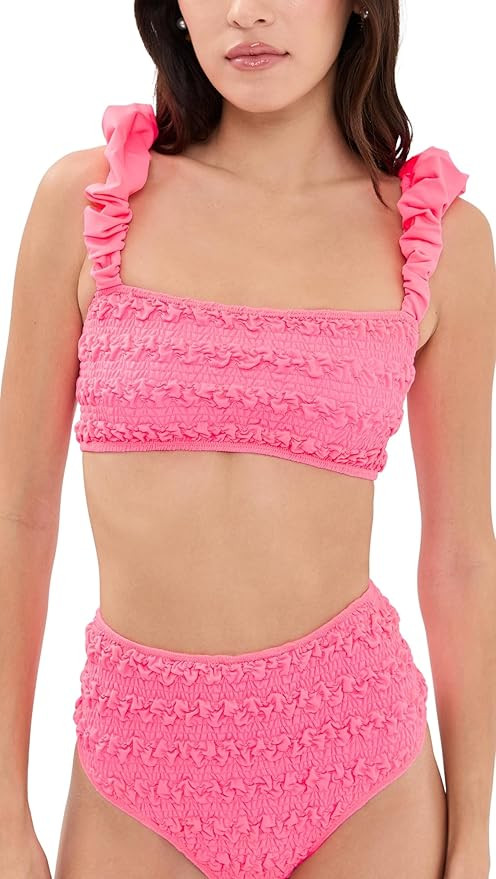 Sea Women's Cybelle Smocked Bubble Strap Bikini Top | Amazon (US)