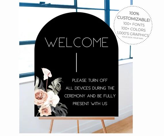 Custom Arched Acrylic Wedding Welcome Sign  Clear Black | Etsy | Etsy (US)