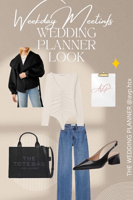 Meeting-Ready in Workwear Chic! 💼👠 Today’s ensemble for wedding consultations: classic jeans paired with a sleek bodysuit, topped with a sophisticated coat. These staples, combined with my go-to work shoes, strike the perfect balance between professional and stylish. Perfect for making those wedding plans come alive. #WorkwearChic #WeddingPlannerStyle

#LTKworkwear #LTKwedding