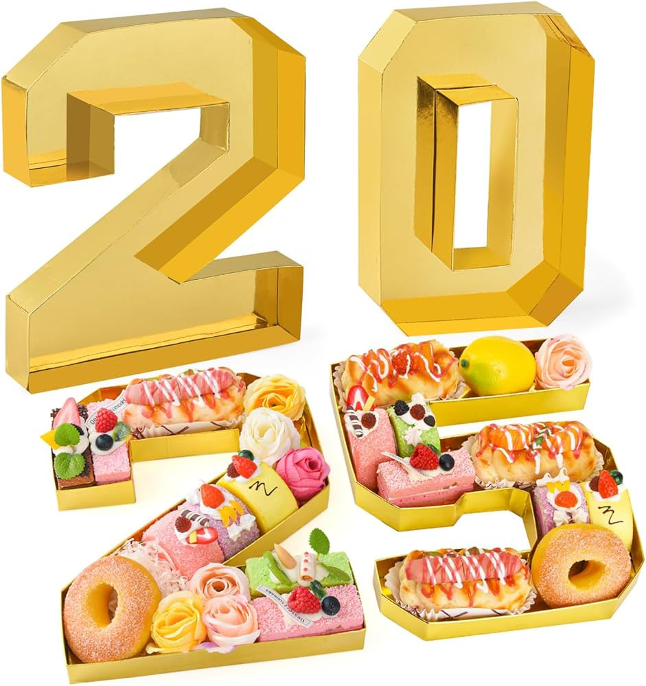 2025 Set Cardboard Number for Charcuterie 10.2'' Gold Fillable Tray Charcuterie Paper Box for Gra... | Amazon (US)
