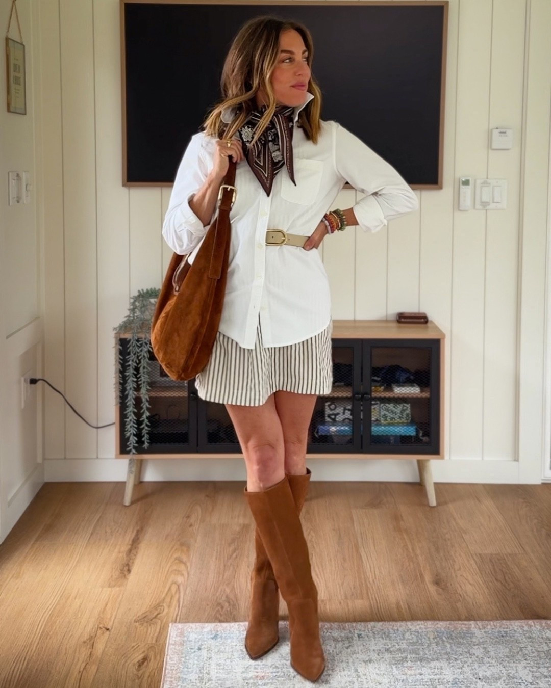 Love this classic Oxford from Quince. Great for layering over this target 12 shift dress and fun suede accessories.  🤎￼

#LTKSeasonal #LTKOver40 #LTKPetite