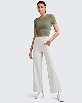 G4Free Workout Shirts Women Slim Fit Athletic Gym Work Out Tops Crop Short Sleeve Basic Yoga Tshi... | Amazon (US)