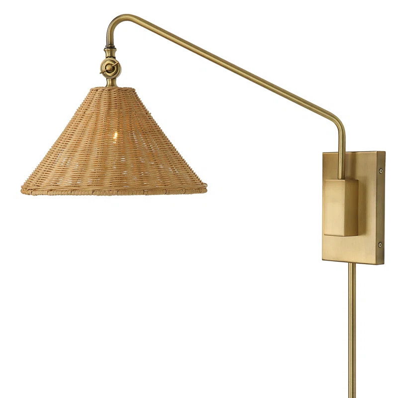 Vonetta Single Light Rattan Dimmable Plug-in Swing Arm Sconce | Birch Lane