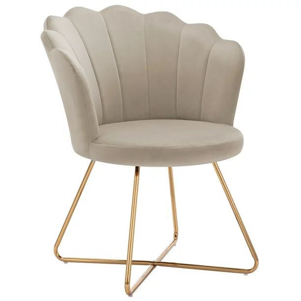 Duhome Velvet Small Accent Chair Vanity Guest Chair Khaki 1 Pcs | Walmart (US)