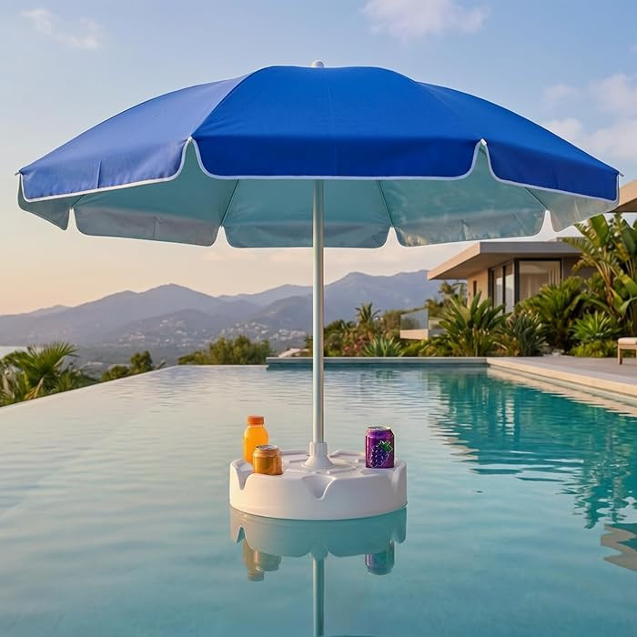 PASAMIC 7FT Floating Table Umbrella with Base & Cup Holder, Portable Pool Umbrella for Inside of ... | Amazon (US)