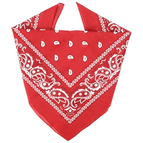 ZENO Red Bandana – 100% Cotton & Natural Fibers – Red Bandana Scarf with No Polyester – Premium Quality – Soft, Durable & Machine Washable – For Men & Women – Unisex & Kids | Amazon (UK)