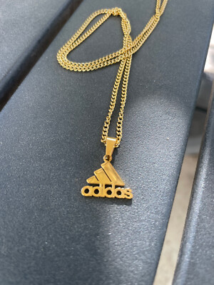 NEW ADIDAS INSPIRED LOGO GOLD PLATED METAL NECKLACE 20" WITH ADJUSTER | eBay US