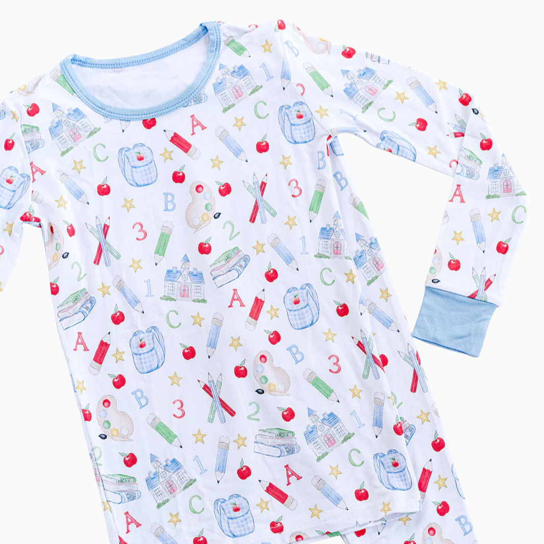 The Back to School Pajama Set in Blue | Fort Weekend