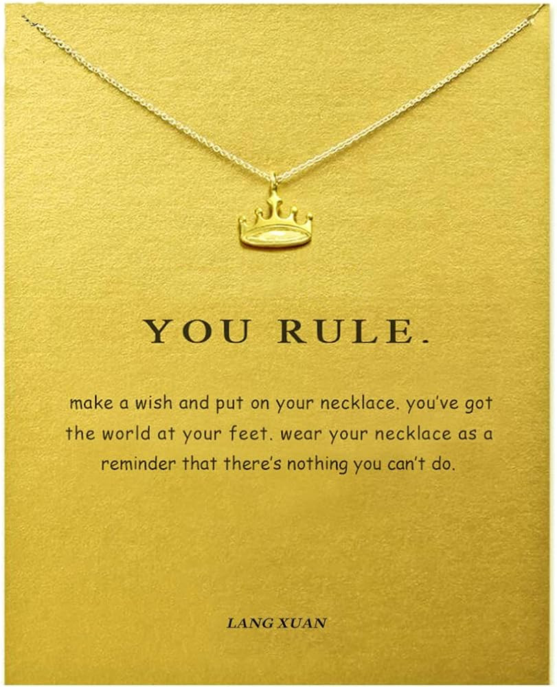 LANG XUAN Message Card Gold Dainty Layered Compass Pendant Necklace Friendship Butterfly Sun Good... | Amazon (US)