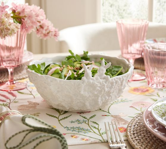 Floral Bunny Stoneware Serving Bowl | Pottery Barn (US)