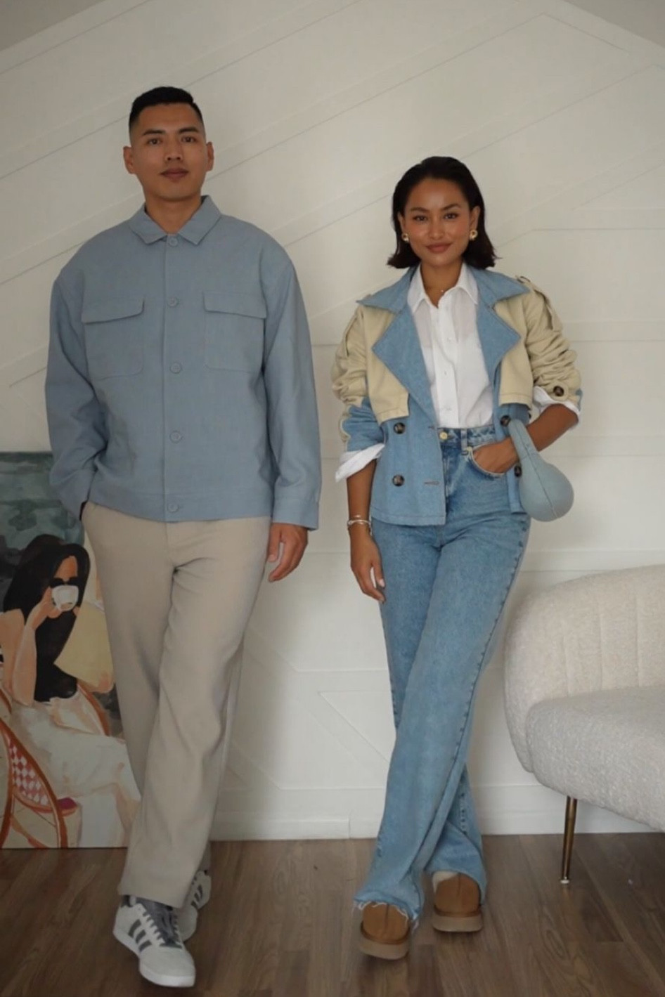 river island, Adidas, asos, coperni, cettire, transitional style, autumn fit, couple outfits, autumn wardrobe, matching outfits, men’s fashion, style inspiration, outfit ideas, Adidas handball spezial, ugh slippers, flannels, cropped trench jacket, blue overshirt, double denim outfit, denim on denim

#LTKstyletip #LTKSeasonal #LTKeurope