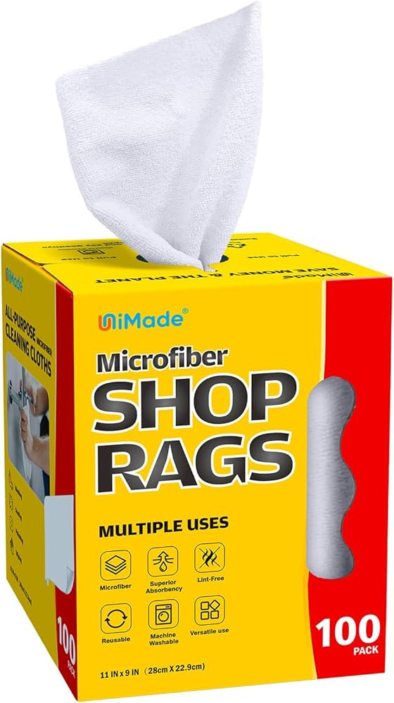 Shop Rags, 100 Sheets Microfiber Cleaning Cloth Commercial Grade Washcloths Lint-Free Bulk Shops ... | Amazon (US)