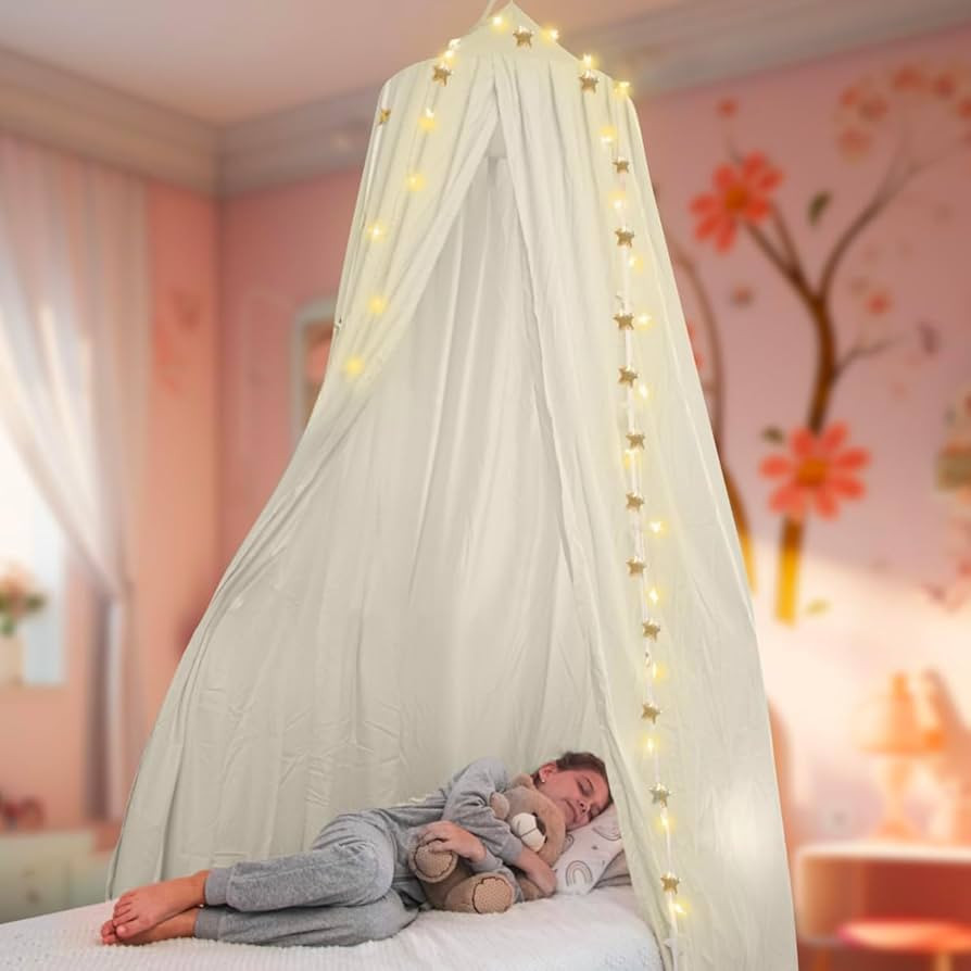 Bollepo Bed Canopy with Lights, Bed Canopy for Girls Room, Princess Bed Canopy | Single, Twin, Fu... | Amazon (US)