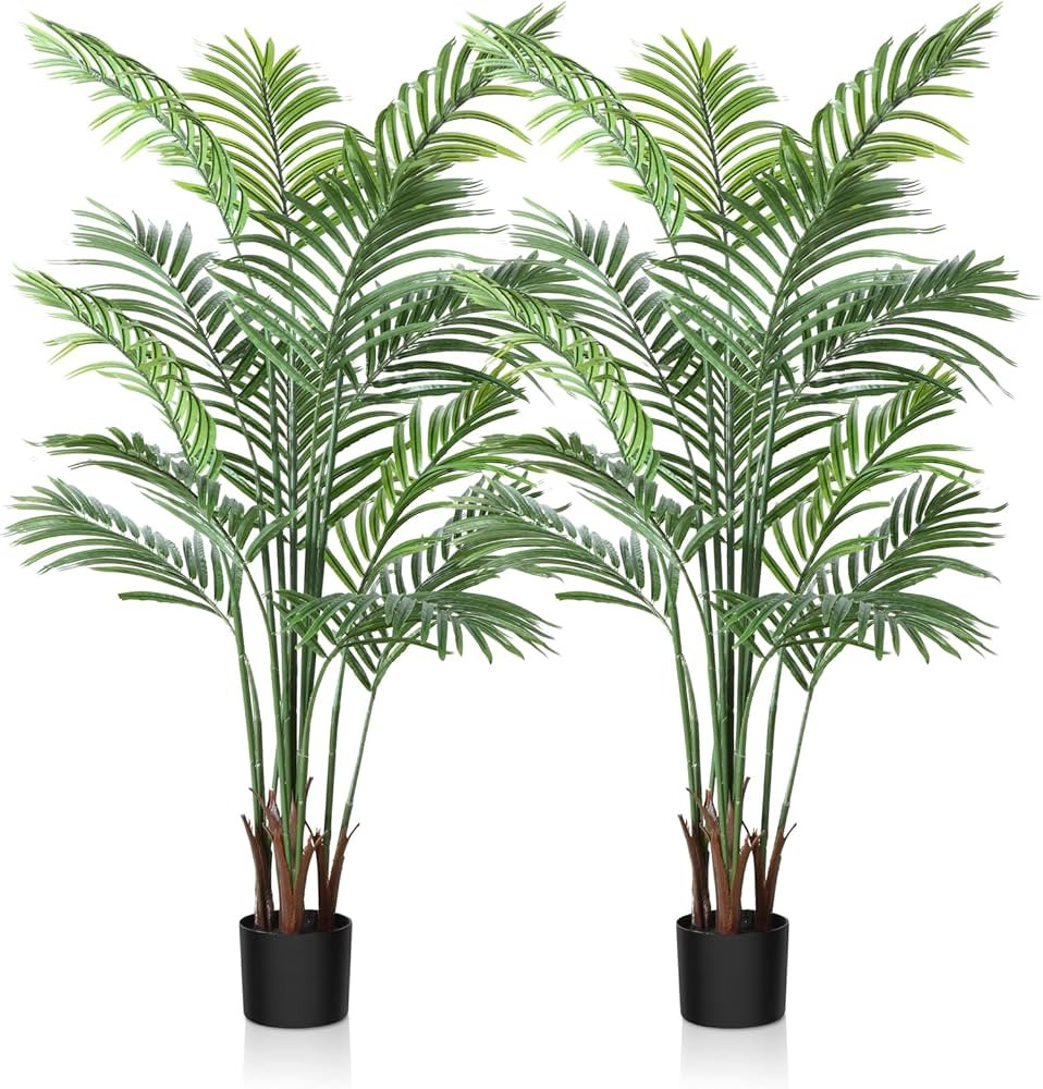 Artificial Areca Palm Plant 5Ft Fake Tropical Palm Tree, Perfect Faux Dypsis Lutescens Plants in ... | Amazon (US)