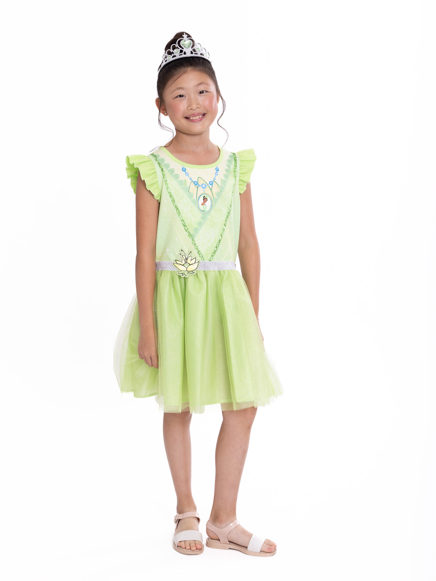 Disney Princess Girls Tiana Cosplay Dress, Sizes 4-16 | Walmart (US)