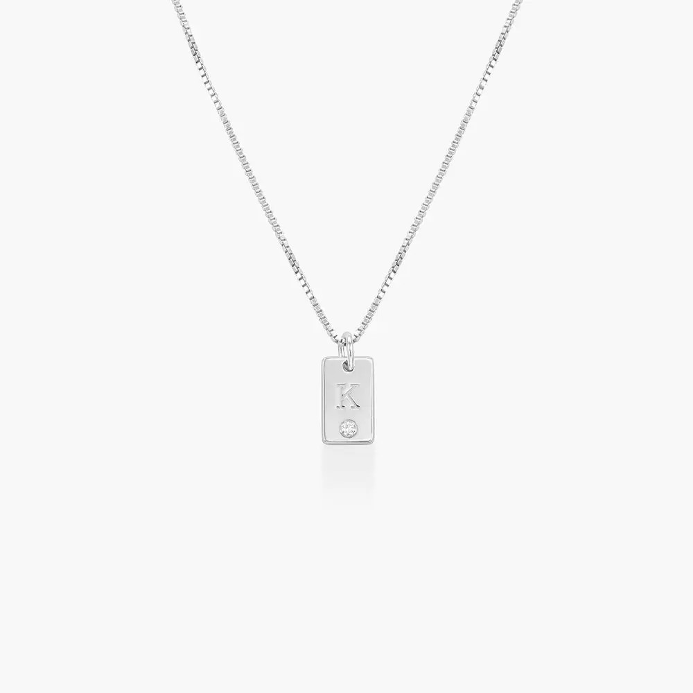 Willow Tag Initial Necklace with Diamond - Silver | Oak & Luna (US)