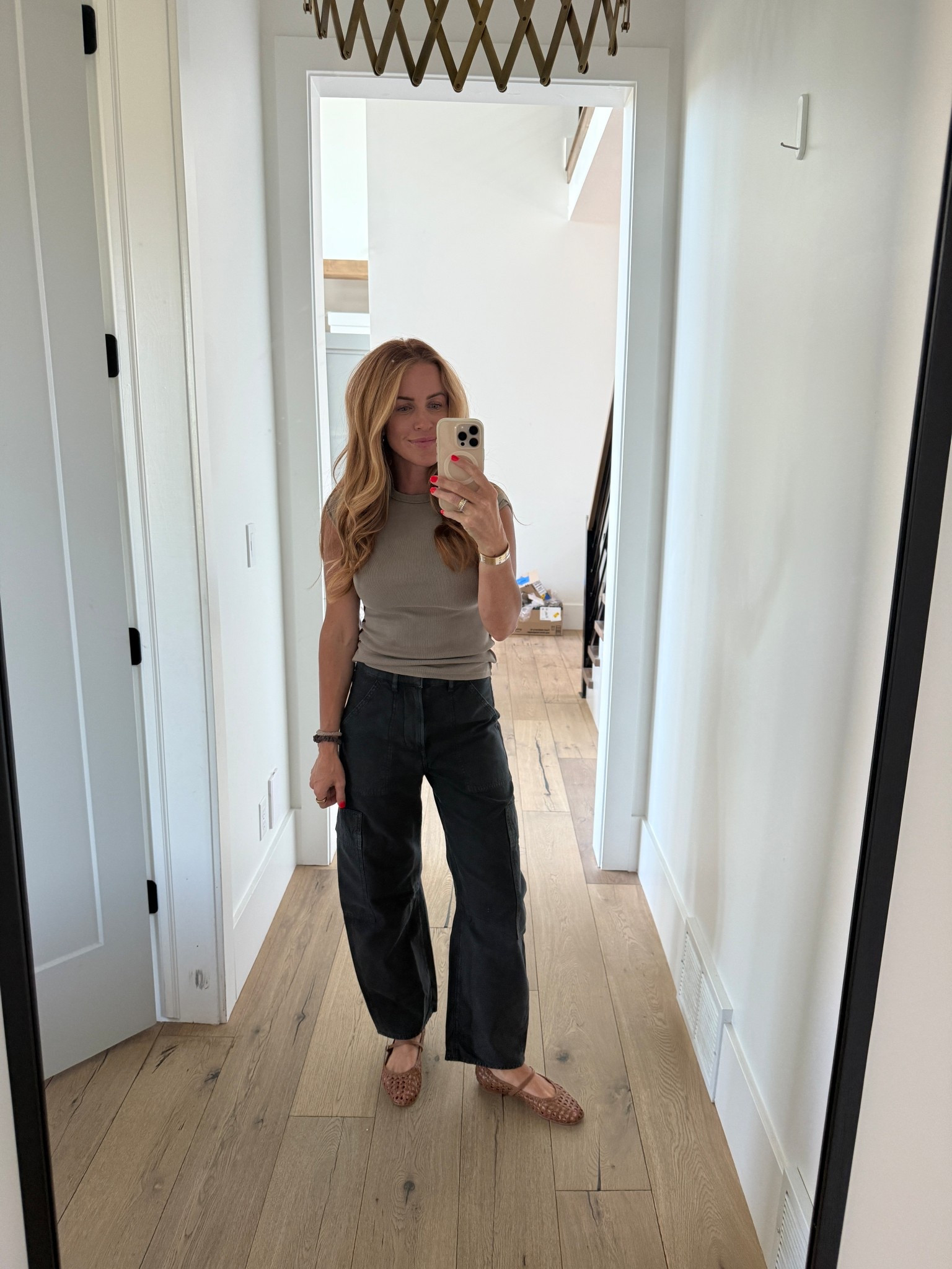 Wearing a small in the shirt and sized down in the jeans! 

Free People
Citizens of Humanity
Margaux NY