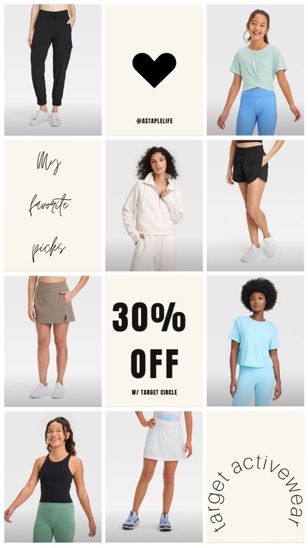 Women’s and girls target activewear favorites. 30% off today!! 

#LTKxTarget #LTKkids #LTKfitness