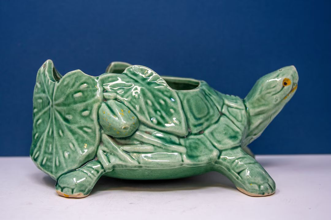 Vintage Mccoy Turtle Planter Turtle Shaped Pot Turtle Planter Mccoy USA Pottery Collectible - Ets... | Etsy (US)