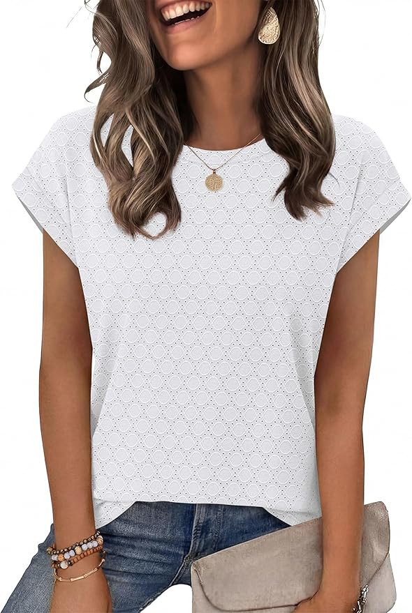 Alaroo Womens Summer Tops Short Sleeve Shirts Crew Neck Tshirt Cute Trendy Tunic Blouses (S-3XL) | Amazon (US)