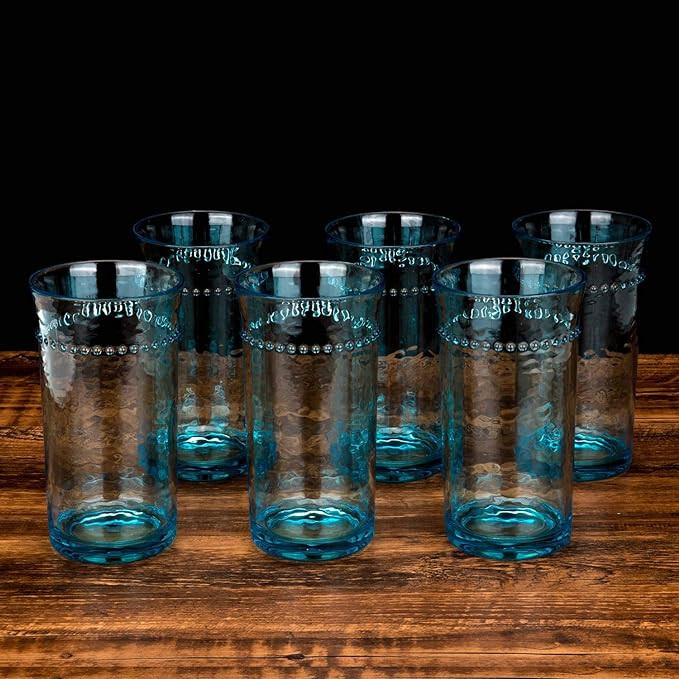 19 -Ounce Acrylic Premium Quality Plastic Hammer Tumblers,Plastic stemless Drinking Glasses,Set o... | Amazon (US)
