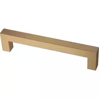 Modern Square 5-1/16 in. (128 mm) Modern Champagne Bronze Cabinet Drawer Pull with Open Back Desi... | The Home Depot