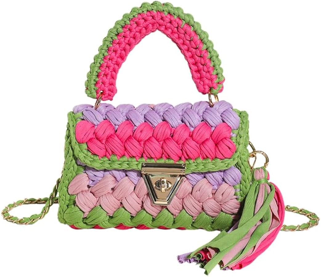 Handmade Crochet Wedding Party Purse Crossbody Bags for Women Shoulder Bag Clutch Flap Evening Ba... | Amazon (US)