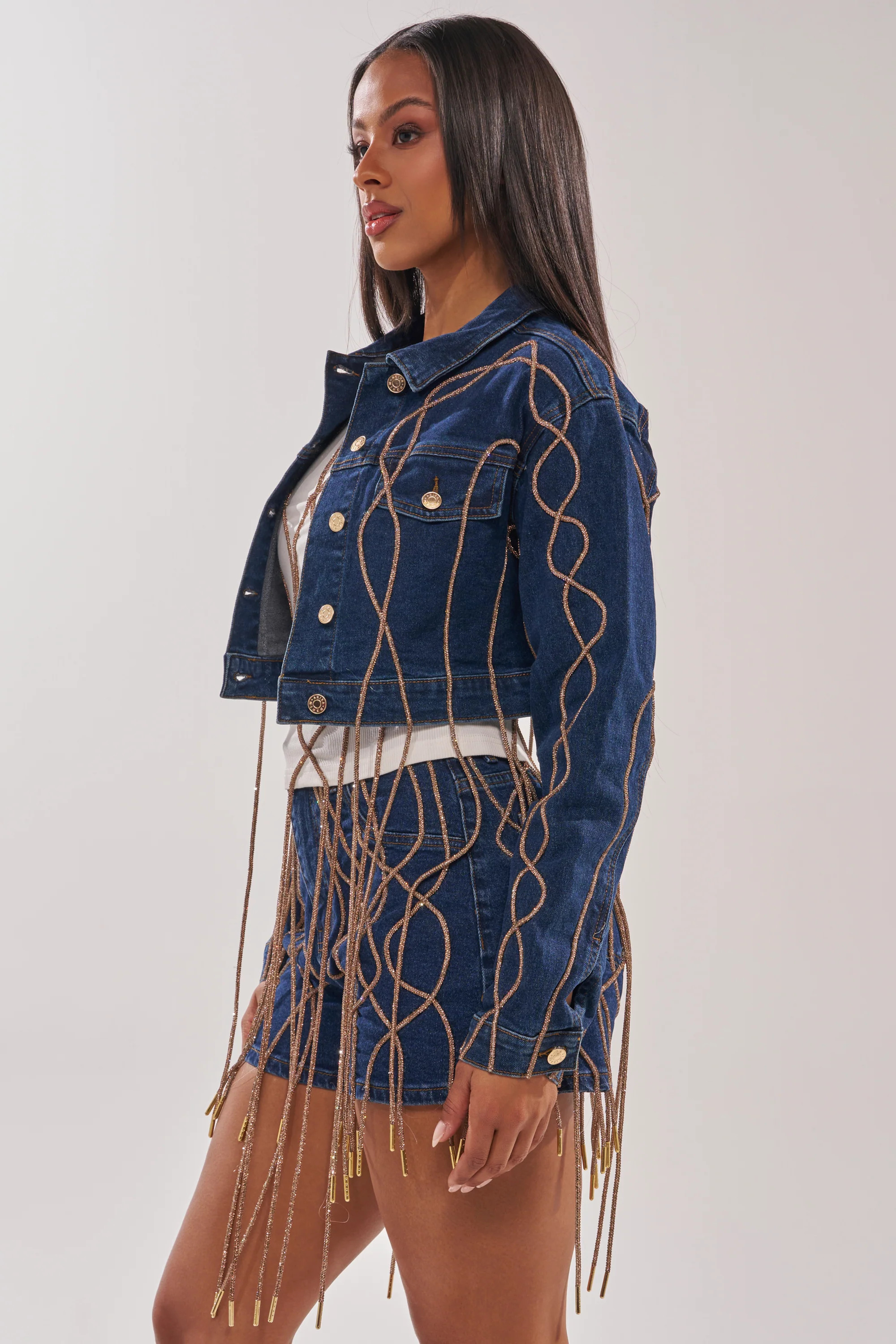 NINA EMBELLISHED DENIM JACKET | AKIRA