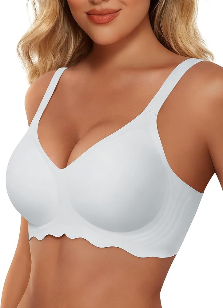 HORISUN Wireless T Shirt Bra Seamless Push Up Bralette Full Coverage V Neck Comfortable Bras for ... | Amazon (US)