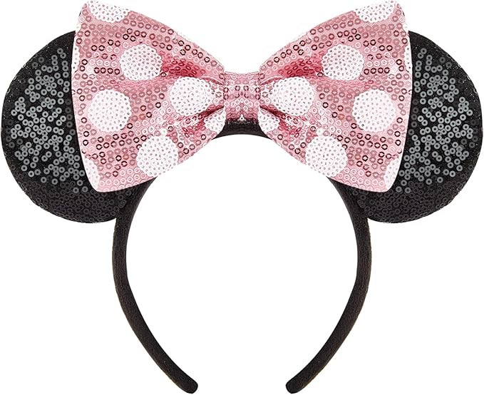 Handmade Sparkly Mouse Ears Headband for Adults & Kids | Upgraded Wide Band |Velvet Non-Slip Band... | Amazon (US)
