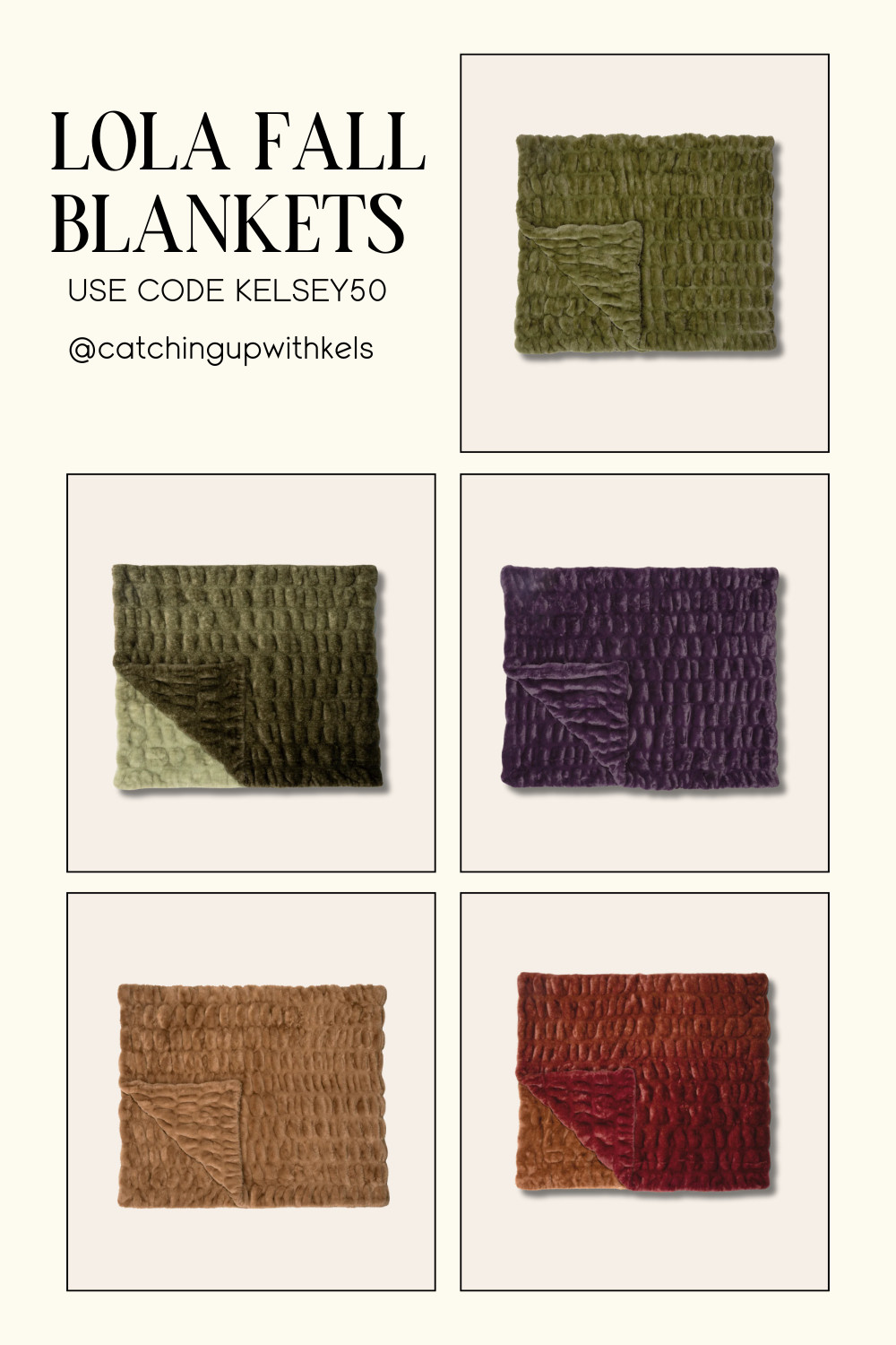 Cozy season = officially here 🍂🧡 Snuggling up with these Lola fall blankets has never felt better! The softest textures + the cutest autumn vibes. Use code KELSEY50 at checkout!

#FallDecor #CozyVibes #LTKHome #LTKFall #LTKFinds 

 