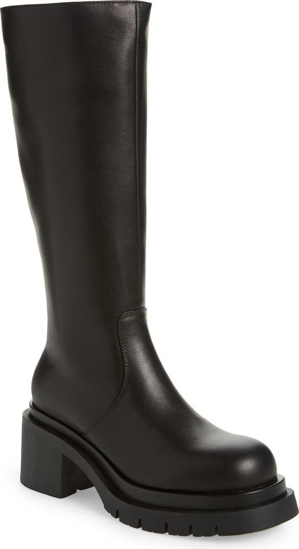 Bestride Knee High Leather Boot Black Shoes Black Boots Black Booties Spring Outfits Work Wear | Nordstrom