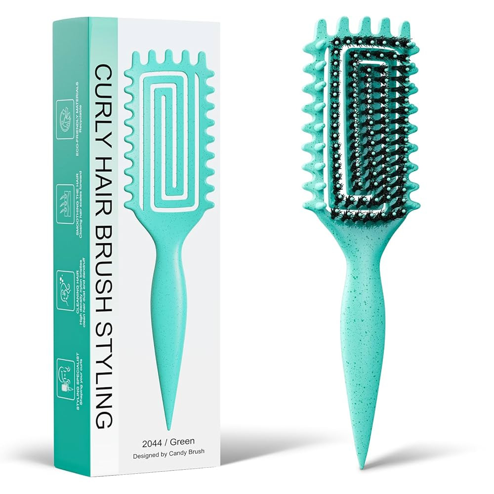 Curly Hair Brush, Curl Defining Brush with Soft Boar Bristles Detangling Tangled Glides, Wide-Tee... | Amazon (US)