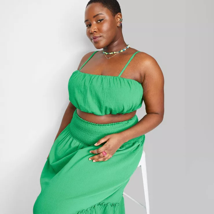 Women's Square Neck Ruched Woven Tiny Top - Wild Fable™ | Target