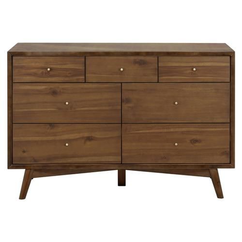 Babyletto Palma Mid Century Modern Walnut Pine Wood 7 Drawer Assembled Double Dresser | Kathy Kuo Home