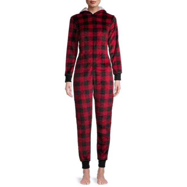 Matching Family Christmas Pajamas Women's and Women's Plus Buffalo Plaid Union Suit - Walmart.com | Walmart (US)